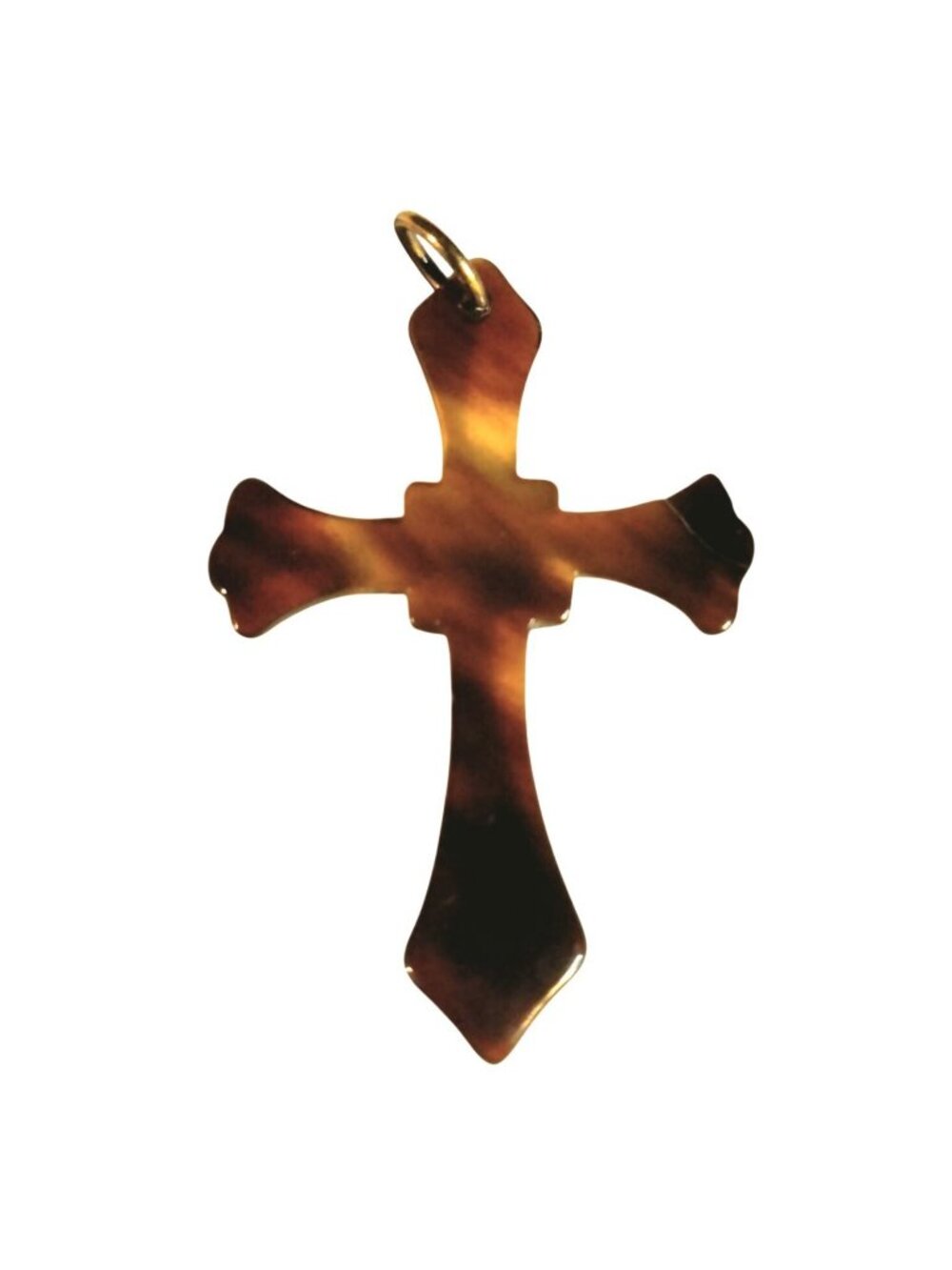 Celtic Cross Pendant Charm Brown Acrylic Tortoiseshell